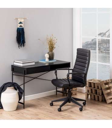 Kirjutuslaud ANGUS 110x50xH75cm, must, melamiin, metall