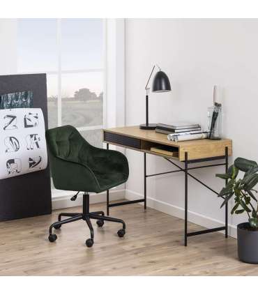 Töötool BROOKE 59x59xH89cm, metsaroheline samet, 100% polüester, jalg: must metall