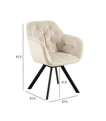 Tool LOLA käetugedega, kreem, 57,5x61,5xH81,5cm