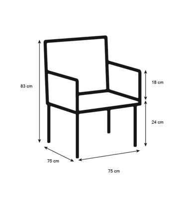 Tugitool MELISSA 75x75xH83cm, tumehall/ messing