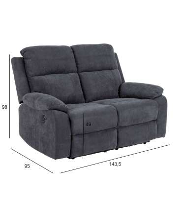 Diivan 2-ne, elektriline recliner MORA, tumehall