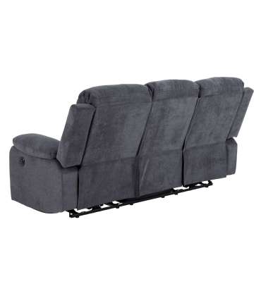 Diivan 3-ne, elektriline recliner MORA, tumehall