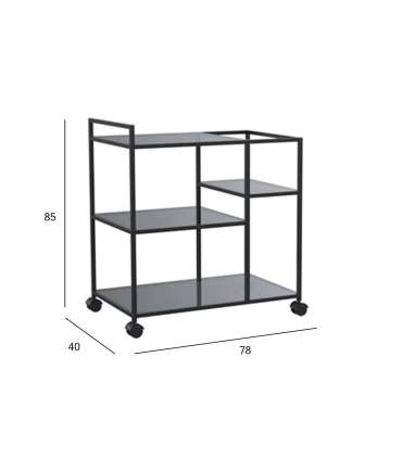 Serveerimislaud NEWCASTLE 78x40xH85cm, 3-riiuliga, must metall