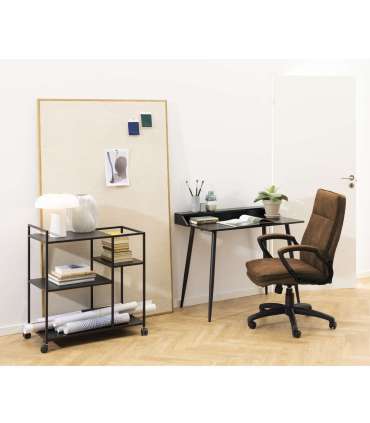 Töötool BRAD 67x69xH115cm, pruun kangas / must jalarist