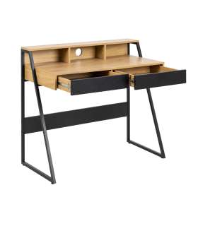 Kirjutuslaud REECE, 100x50xH88cm, tamm/ must, 2 sahtliga