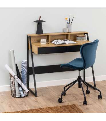 Kirjutuslaud REECE, 100x50xH88cm, tamm/ must, 2 sahtliga