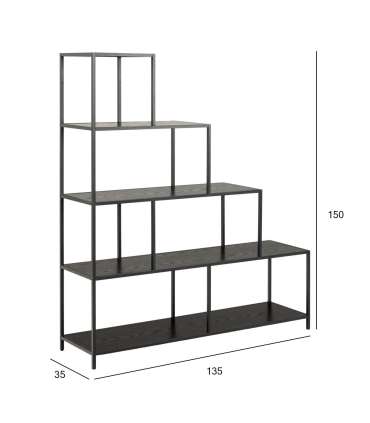 Riiul SEAFORD 135x35xH150cm, must
