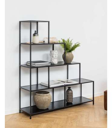 Riiul SEAFORD 135x35xH150cm, must