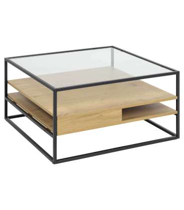 Diivanilaud RANDOLF 80x80x40cm, tamm, 80x80xH40cm, metall, klaas