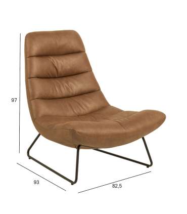 Tugitool MILFORD 82,5x93xH97cm, pruun nahasegu, metall