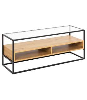 TV-laud RANDOLF 120x40xH45cm, tamm, klaas, melamiin, teras