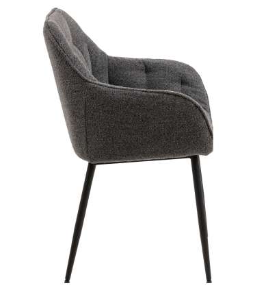 Tool BROOKE käetugedega, tumehall, 58x55xH83cm, kangas, jalad: metall