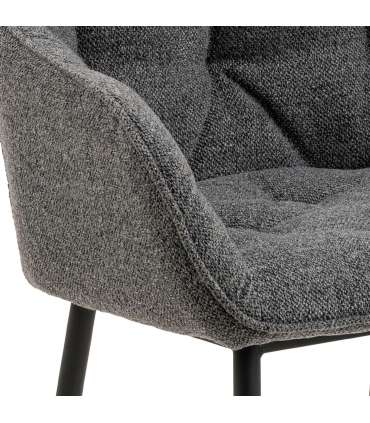 Tool BROOKE käetugedega, tumehall, 58x55xH83cm, kangas, jalad: metall