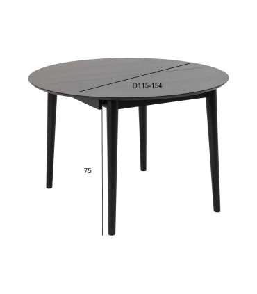 Söögilaud MONTREUX D115/154xH75cm, must