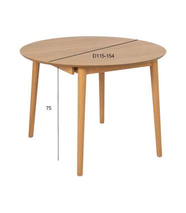 Söögilaud MONTREUX D115/154xH75cm, natur