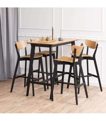 Baaritool ROXBY naturaalne/must, 45x49xH105cm, tammespoon, puit