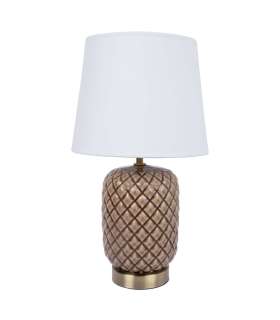 Laualamp VERRE H45cm, kuppel: valge, jalg: pruun keraamika