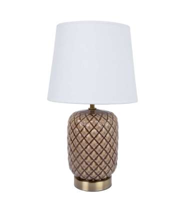 Laualamp VERRE H45cm, kuppel: valge, jalg: pruun keraamika