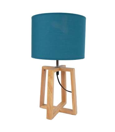 Laualamp WOODEN H44,5cm, kuppel: sinine, jalg: naturaalne puit