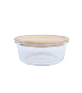 Kauss BOXY D15xH6cm 620ml, klaas, bambusest kaanega