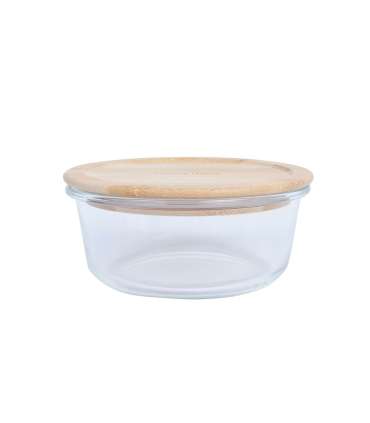 Kauss BOXY D15xH6cm 620ml, klaas, bambusest kaanega