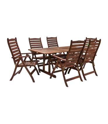 Садовая мебель VENICE стол и 6 стульев (07090), 180x90xH74cм, дерево: меранти, обработка: промасленный