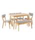 Обеденный комплект JONNA 4-стула и скамья (10515, 10516), cтолешница: шпон дуба МДФ, ножки и рама: каучуковое дерево
