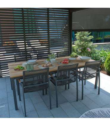 Комплект садовой мебели MONTANA стол и 8 стульев (13269) из тикового дерева, нержавеющая сталь, порошковое покрытие
