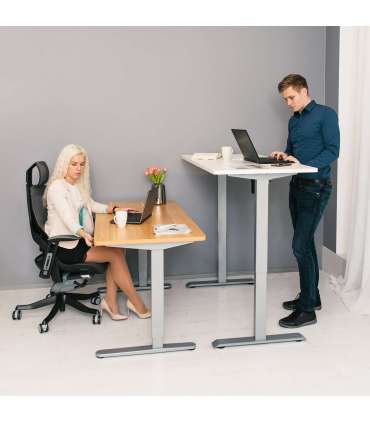 Töölaud ERGO 1-mootoriga 140x70xH71-121cm, valge, melamiinplaat