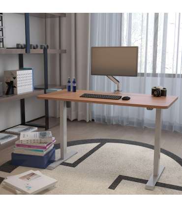 Töölaud ERGO 1-mootoriga 140x70xH71-121cm, vaher/hõbehall