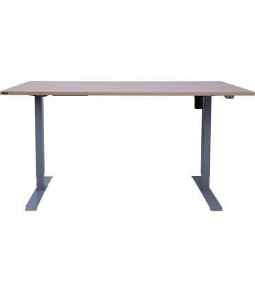 Töölaud ERGO 1-mootoriga 160x80xH71-121cm, hikkoripuu/hõbehall