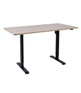 Töölaud ERGO 1-mootoriga 160x80xH71-121cm, hikkoripuu/must