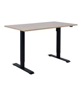 Töölaud ERGO 1-mootoriga 140x70xH71-121cm, hikkoripuu/must