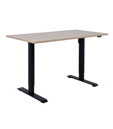 Töölaud ERGO 1-mootoriga 140x70xH71-121cm, hikkoripuu/must