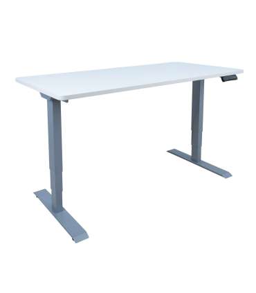Töölaud ERGO 2-mootoriga 140x70xH60-125cm, valge/hõbehall