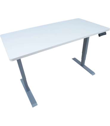 Töölaud ERGO 2-mootoriga 140x70xH60-125cm, valge/hõbehall