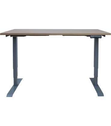 Töölaud ERGO 2-mootoriga 140x70xH60-125cm, hikkoripuu/hõbehall