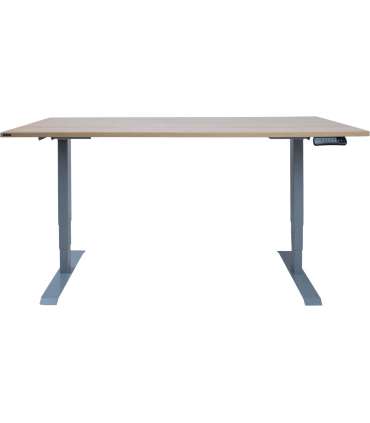 Töölaud ERGO 2-mootoriga 160x80xH60-125cm, hikkoripuu/hõbehall