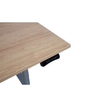 Töölaud ERGO 2-mootoriga 160x80xH60-125cm, hikkoripuu/hõbehall