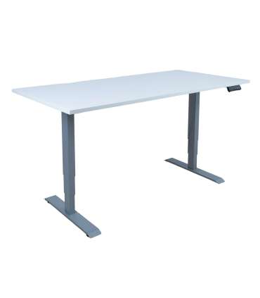 Töölaud ERGO 2-mootoriga 160x80xH60-125cm, hallikasvalge/hõbehall