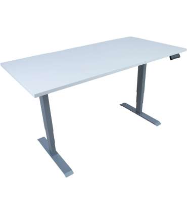 Töölaud ERGO 2-mootoriga 160x80xH60-125cm, hallikasvalge/hõbehall
