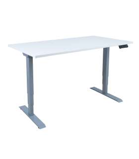 Töölaud ERGO 2-mootoriga 140x80xH60-125cm, hallikasvalge/hõbehall