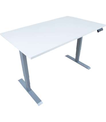 Töölaud ERGO 2-mootoriga 140x80xH60-125cm, hallikasvalge/hõbehall