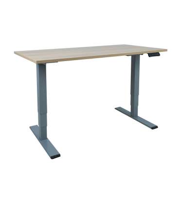 Töölaud ERGO OPTIMAL 2-mootoriga 140x70xH62-127cm, hikkoripuu/hõbehall