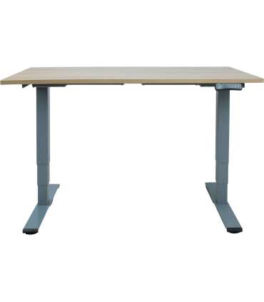 Töölaud ERGO OPTIMAL 2-mootoriga 140x70xH62-127cm, hikkoripuu/hõbehall