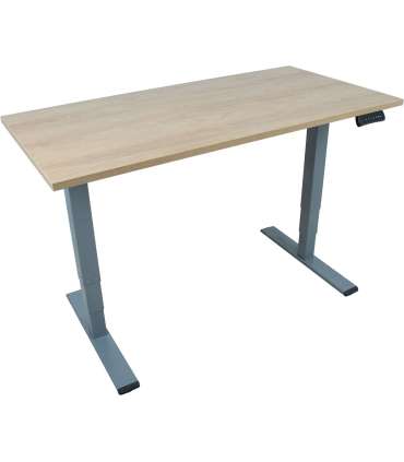 Töölaud ERGO OPTIMAL 2-mootoriga 140x70xH62-127cm, hikkoripuu/hõbehall