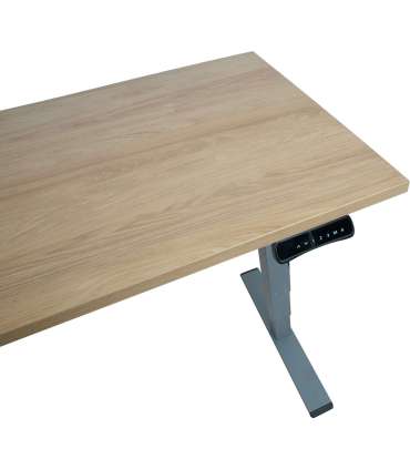 Töölaud ERGO OPTIMAL 2-mootoriga 140x70xH62-127cm, hikkoripuu/hõbehall