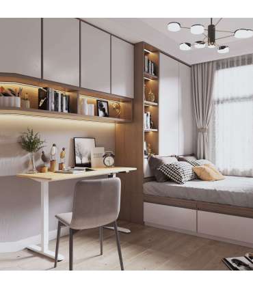 Töölaud ERGO LIGHT 1-mootoriga 120x60xH73-118cm, valge/hõbehall