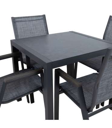 Aiamööblikomplekt DELGADO laud ja 4 tooli, hall