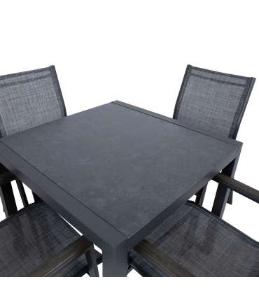Aiamööblikomplekt DELGADO laud ja 4 tooli, hall